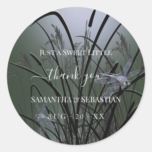 セージエレガントグリーンドラゴンフライ ラウンドシール (正面)