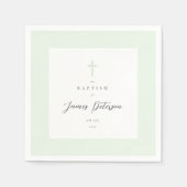 セージエレガントグリーンバプティスペーパーナプキン スタンダードカクテルナプキン (正面)