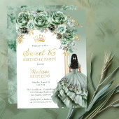 セージエレガントグリーンバラフローラスウィート16パーティー 箔招待状