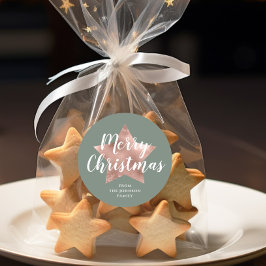 セージエレガントグリーンバラ金ゴールドスタークリスマス ラウンドシール