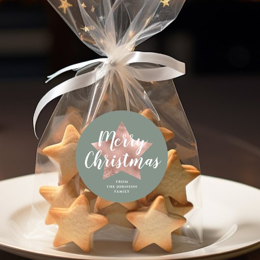 セージエレガントグリーンバラ金ゴールドスタークリスマス ラウンドシール