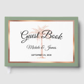 セージエレガントグリーンバラ金ゴールドパームツリーズ結婚 ゲストブック (正面)