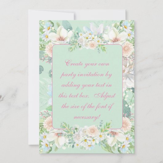 セージエレガントグリーンパステルフローラガーデンパーティー 招待状 (正面)