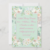 セージエレガントグリーンパステルフローラガーデンパーティー 招待状 (裏面)
