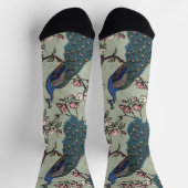 セージエレガントグリーンピーコックスとマグノリアの花 ソックス (上部)