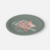 セージエレガントグリーンフェイク金ゴールドスターメリークリスマス ペーパープレート (アングル)