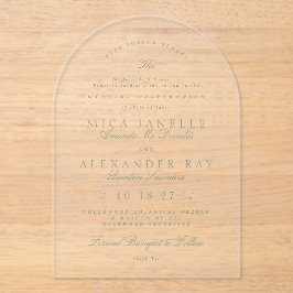 セージエレガントグリーンフォーマルラ結婚ク アクリル招待状