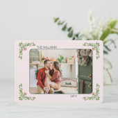 セージエレガントグリーンフローラクリスマスフォトグリーティング シーズンカード (スタンド正面)