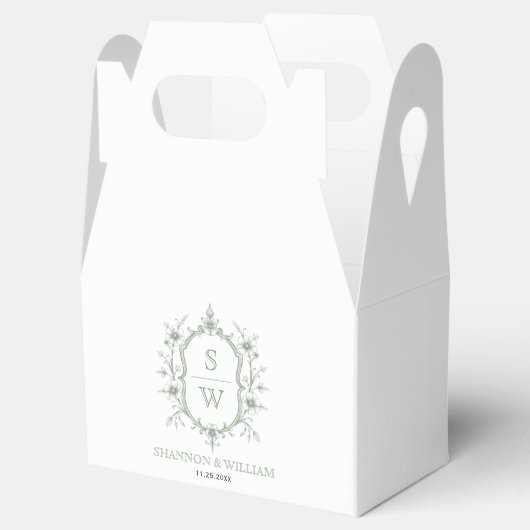 セージエレガントグリーンフローラクレストモノグラ結婚ム フェイバーボックス (オープン)