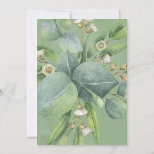 セージエレガントグリーンフローラダブルジョイント誕生日 招待状 (裏面)