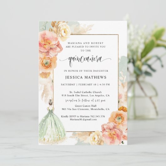 セージエレガントグリーンフローラプリンセスキンセアニラ 招待状 (スタンド正面)