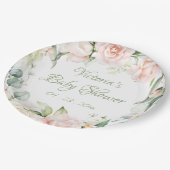 セージエレガントグリーンフローラベビーシャワー ペーパープレート (アングル)