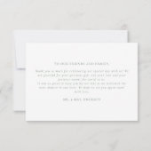 セージエレガントグリーンフローラモノグラムクレスト結婚ズ サンキューカード (裏面)