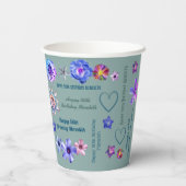 セージエレガントグリーンフローラ名ハッピー50誕生日 紙コップ (裏面)