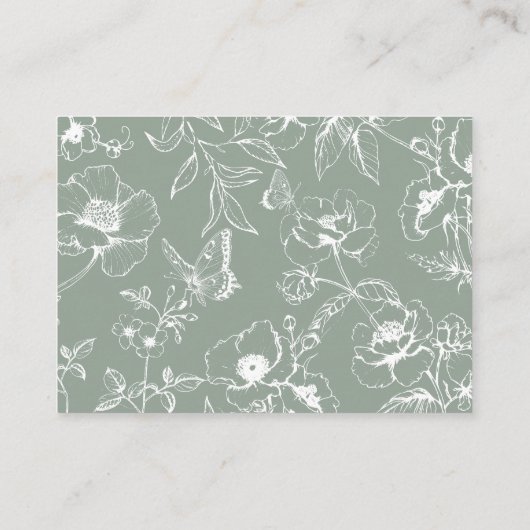 セージエレガントグリーンフローラ庭園の結婚式詳細 エンクロージャーカード (裏面)