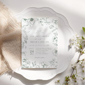 セージエレガントグリーンフローラ庭園の結婚式 招待状