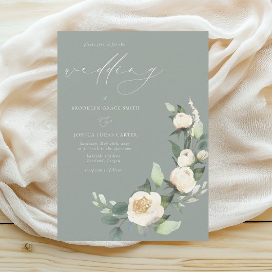 セージエレガントグリーンフローラ結婚式招待状 招待状