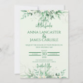 セージエレガントグリーンフローラ結婚式招待状 招待状 (正面)