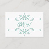 セージエレガントグリーンフローリッシュシックモノグラムヴィンテージ 名刺 (正面)