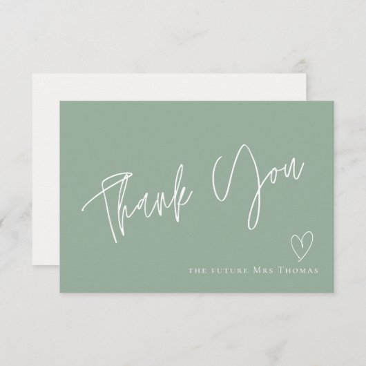 セージエレガントグリーンブライダルシャワーサンキューカード サンキューカード (正面/裏面)