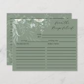 セージエレガントグリーンブライダルシャワーレシピカード (正面/裏面)