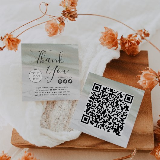 セージエレガントグリーンブランディングありがとうパッキングカード スクエア名刺