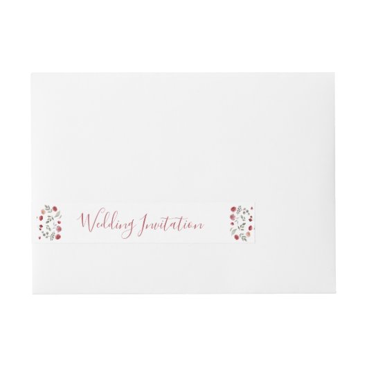 セージエレガントグリーンブルゴーニュバラズホワイト結婚ズ ラップアラウンド宛名ラベル (正面)