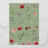 セージエレガントグリーンブルゴーニュバラバラ金ゴールド 箔招待状 (裏面)