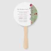 セージエレガントグリーンブルゴーニュバラ結婚の式 ハンドファン (裏面)