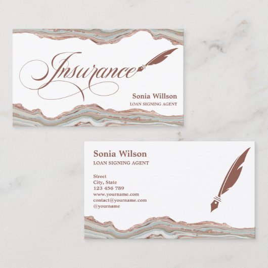 セージエレガントグリーンプロフェッショナル保険募集人 名刺 (正面/裏面)