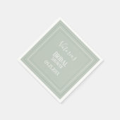 セージエレガントグリーンホワイトモダンブライダルシャワー スタンダードカクテルナプキン (角)