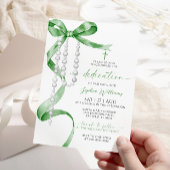 セージエレガントグリーンボウ&ロザリオ献身 招待状