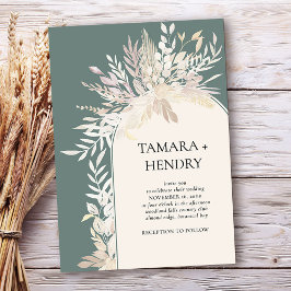 セージエレガントグリーンボタニカルア結婚チ 招待状