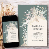 セージエレガントグリーンボタニカルア結婚チ 招待状
