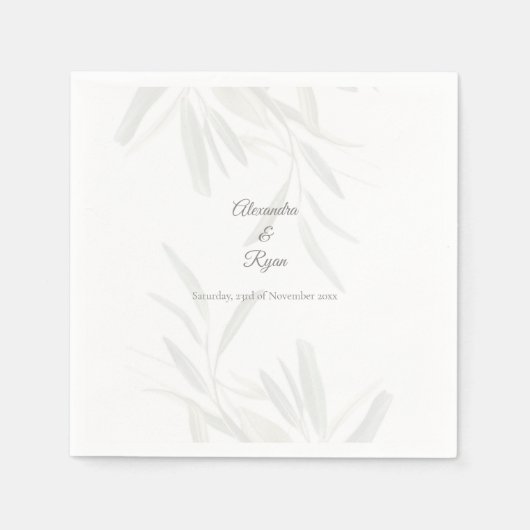 セージエレガントグリーンボタニカルカクテル スタンダードカクテルナプキン (正面)