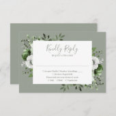 セージエレガントグリーンボタニカル結婚フローラ 出欠カード (正面/裏面)