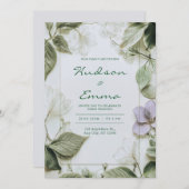 セージエレガントグリーンボタニカル結婚式招待状 招待状 (正面/裏面)