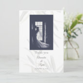 セージエレガントグリーンボタニッ結婚クス サンキューカード (スタンド正面)