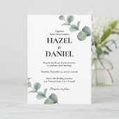 セージエレガントグリーンボタニッ結婚クス 招待状 (スタンド正面)