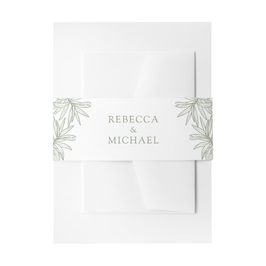 セージエレガントグリーンボ結婚タニカル 招待状ベリーバンド (正面例)