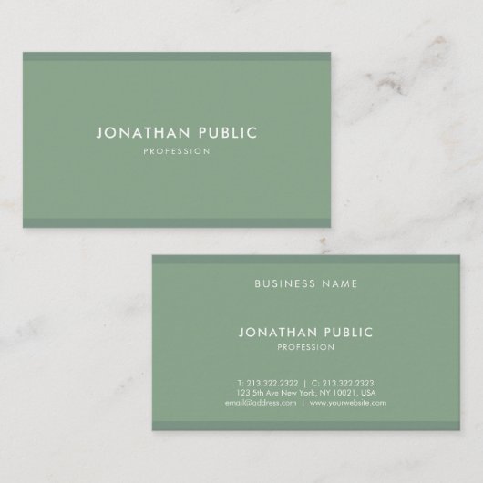 セージエレガントグリーンミニマモダンリストテンプレートトップ 名刺 (正面/裏面)