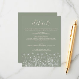 セージエレガントグリーンミニマリストボホフローラズ結婚 エンクロージャーカード