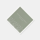 セージエレガントグリーンミニマリストボホフローラズ結婚 スタンダードカクテルナプキン (角)