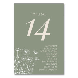 セージエレガントグリーンミニマリストボホフローラズ結婚 テーブルナンバー