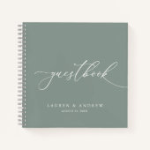 セージエレガントグリーンミニマ結婚リストズゲストブック ノートブック (正面)