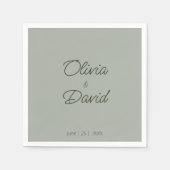 セージエレガントグリーンミニマ結婚リスト スタンダードカクテルナプキン (正面)