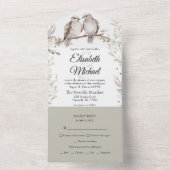 セージエレガントグリーンミールエンツリーウェディングRSVP オールインワン招待状 (内側)