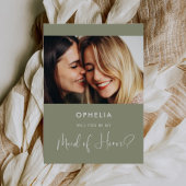 セージエレガントグリーンメイド・オブ・オーナー（花嫁付き添い人）提案カード 招待状