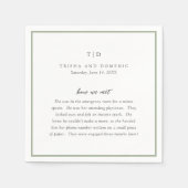 セージエレガントグリーンモノグラムモダン結婚ズ スタンダードカクテルナプキン (正面)