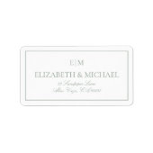 セージエレガントグリーンモノグラム結婚ズ差出人住所 ラベル (正面)